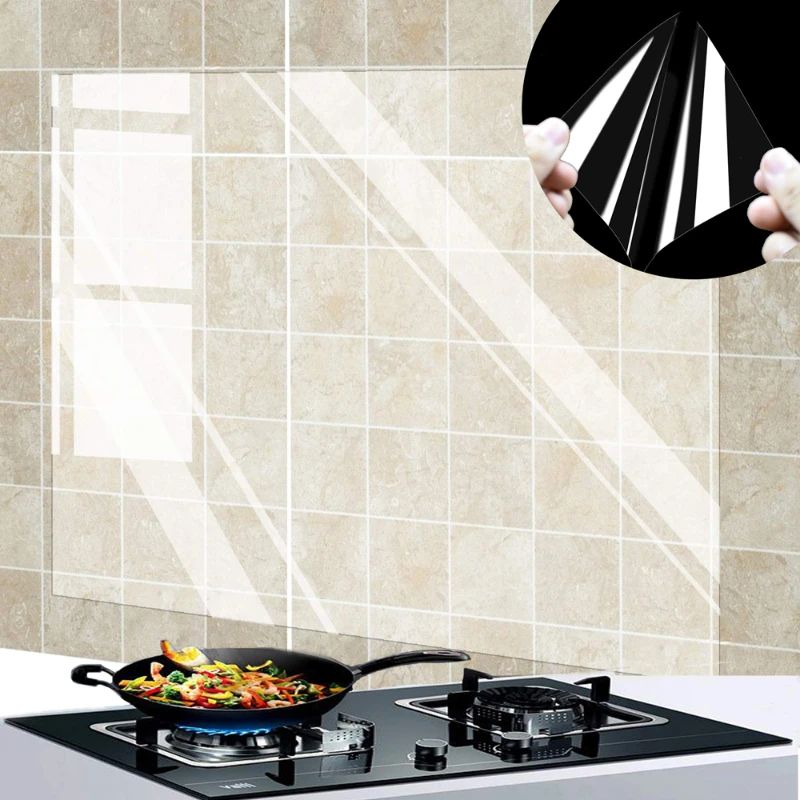 Commercial Kitchen Wall Panels - 1Pc キッチン耐油ウォールステッカー 90 × 60 センチメートル耐熱壁紙クリア自己粘着フィルム防水紙家の装飾