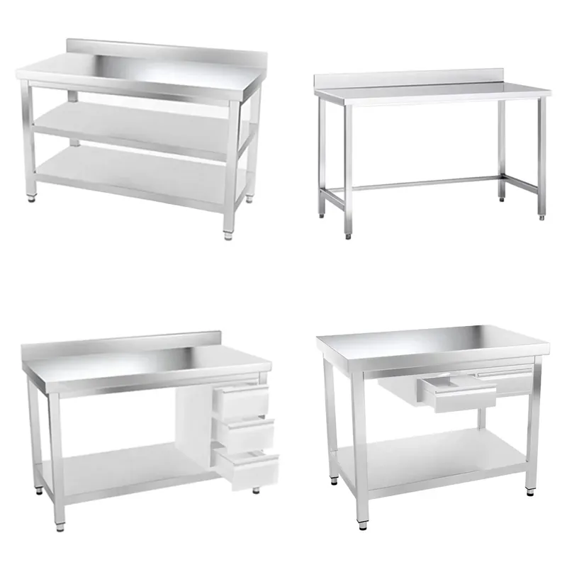 Commercial Kitchen Prep Table - 業務用ステンレス製キッチン調理台＆作業台（バックガード付き）