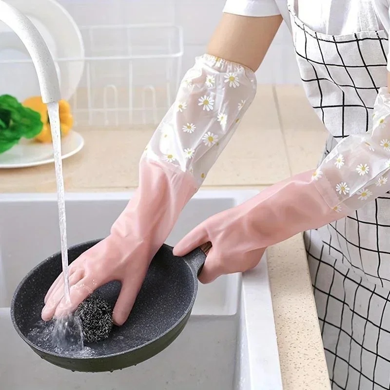 Commercial Kitchen Gloves - 家庭用長袖ゴム手袋食器洗い用手袋キッチンオーブンペットクリーニング用手袋ホーム＆キッチンアクセサリー