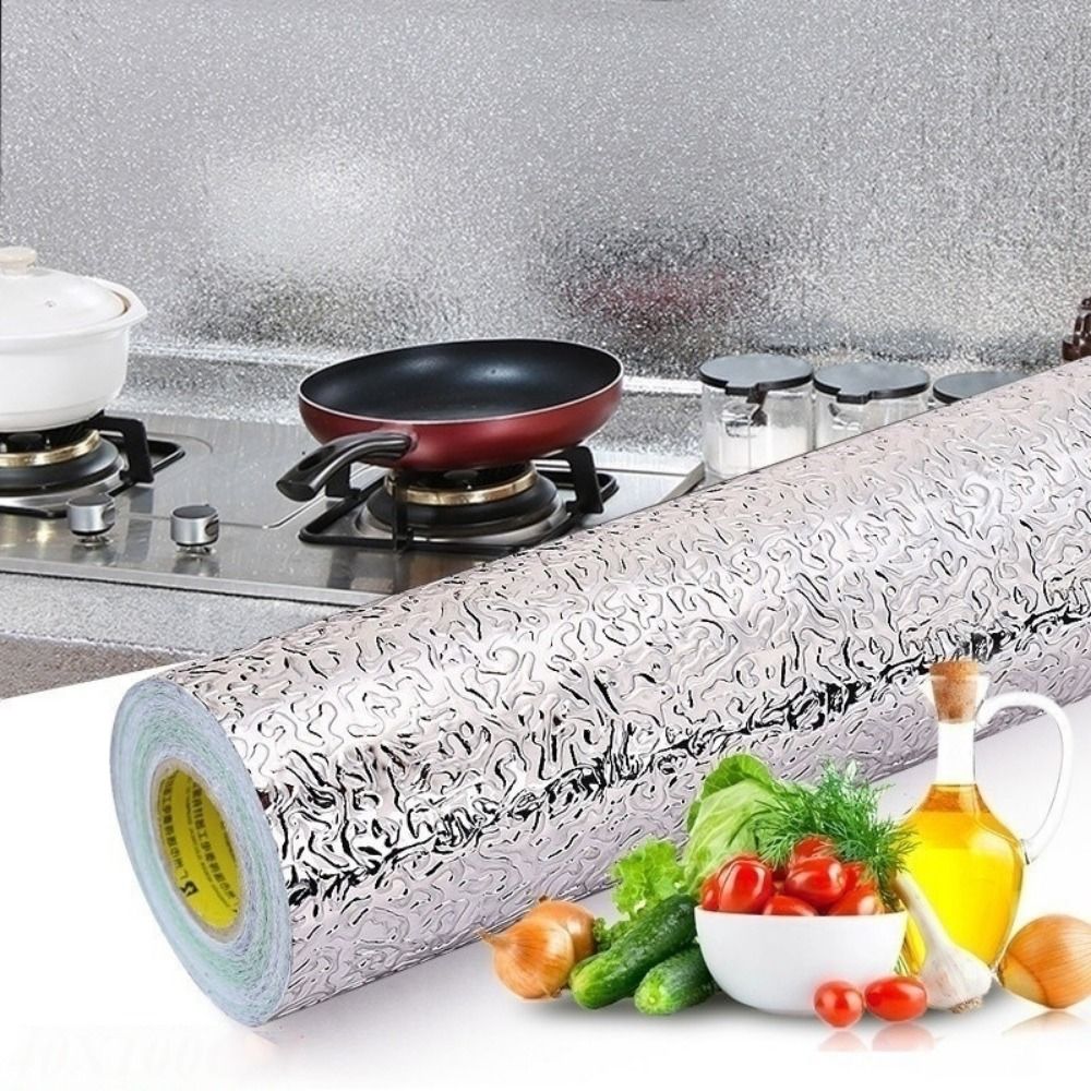 Commercial Kitchen Wall Panels - 耐油性アルミニウム粘着壁紙,防汚,高温,防水,キッチンステッカー,40x300cm
