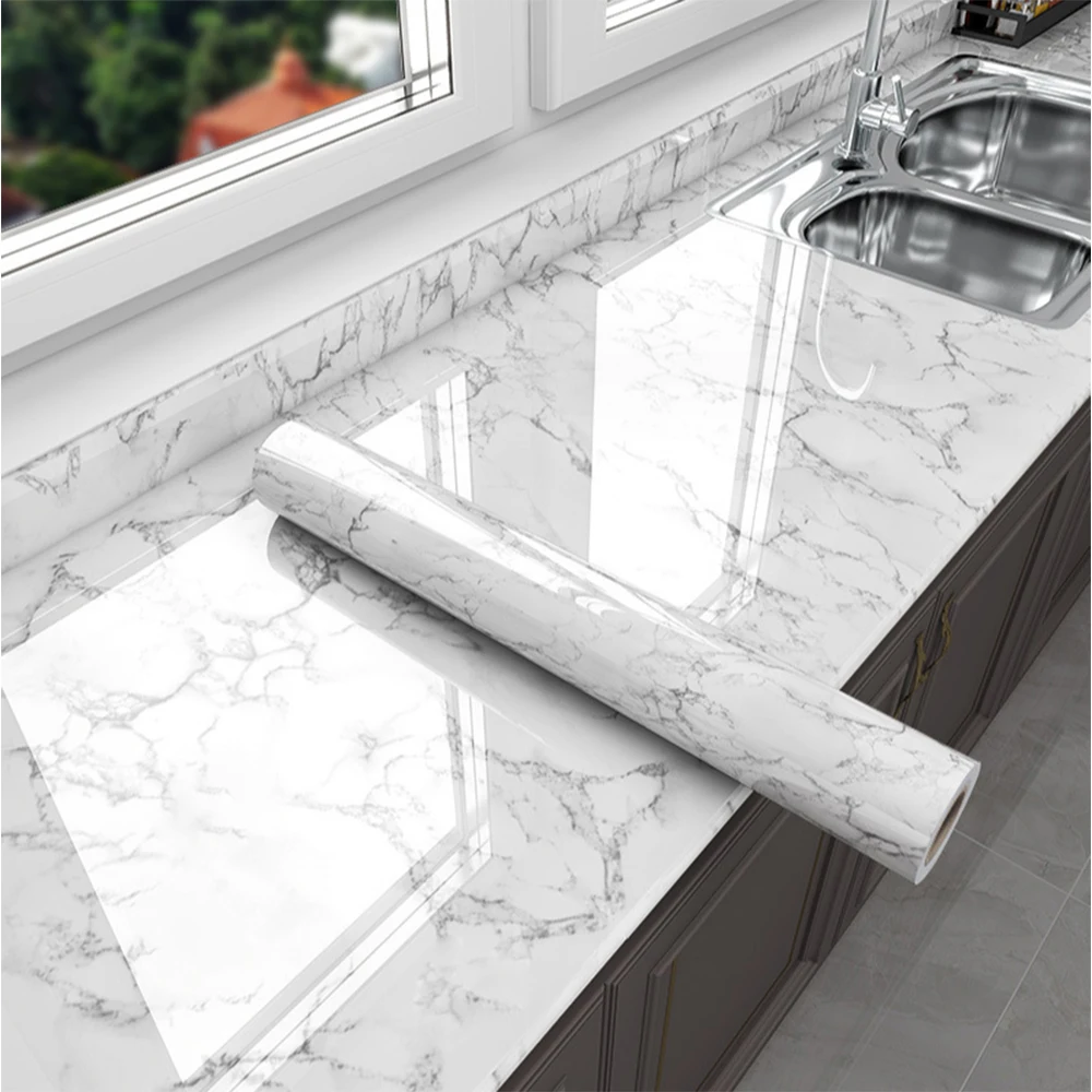 Commercial Kitchen Wall Panels - 自己粘着性大理石ビニール壁紙,防水ウォールステッカー,PVCコンタクトペーパー,キッチン食器棚,テーブル,バスルーム