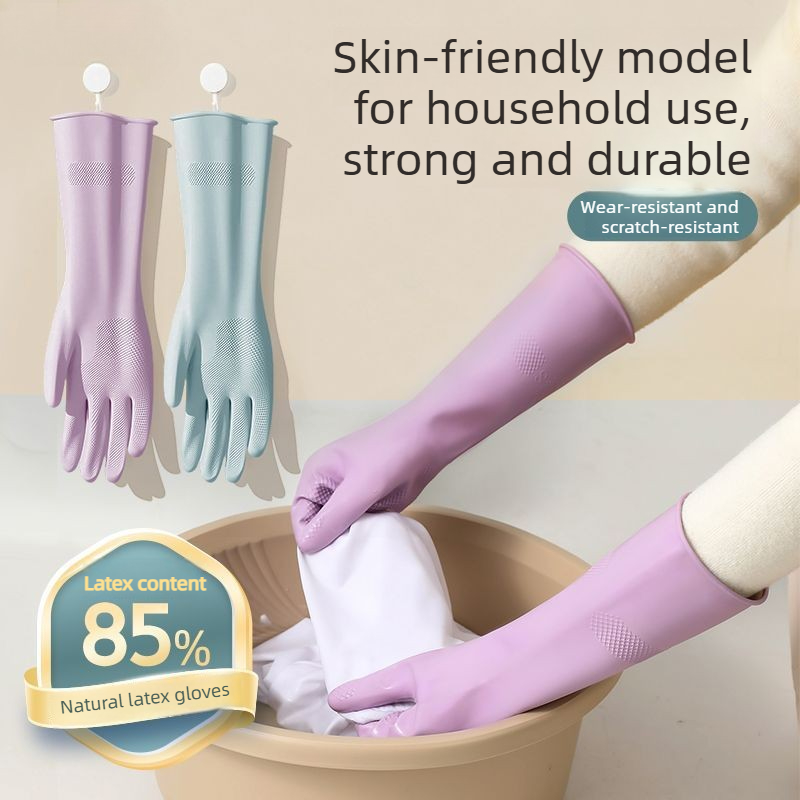 Commercial Kitchen Gloves - ラテックス食器洗い用手袋、綿ライナーと滑り止めグリップ付き、耐水性再利用可能なゴム手袋、キッチン、バスルームの掃除用