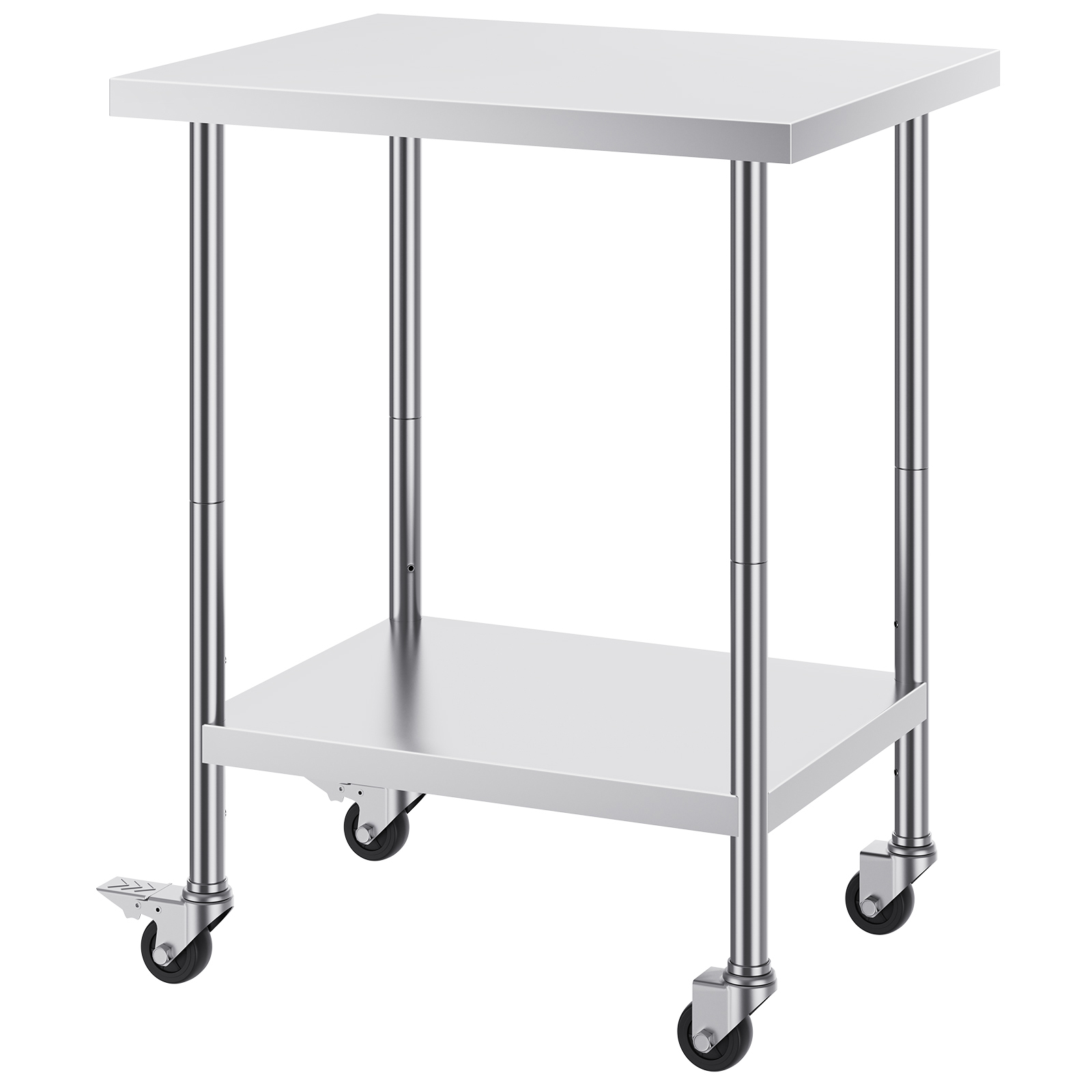 Commercial Kitchen Prep Table - SucceBuy ステンレススチール製作業テーブル ホイール付き 3段階の高さ調節可能 高耐久食品準備作業台 業務用キッチン用