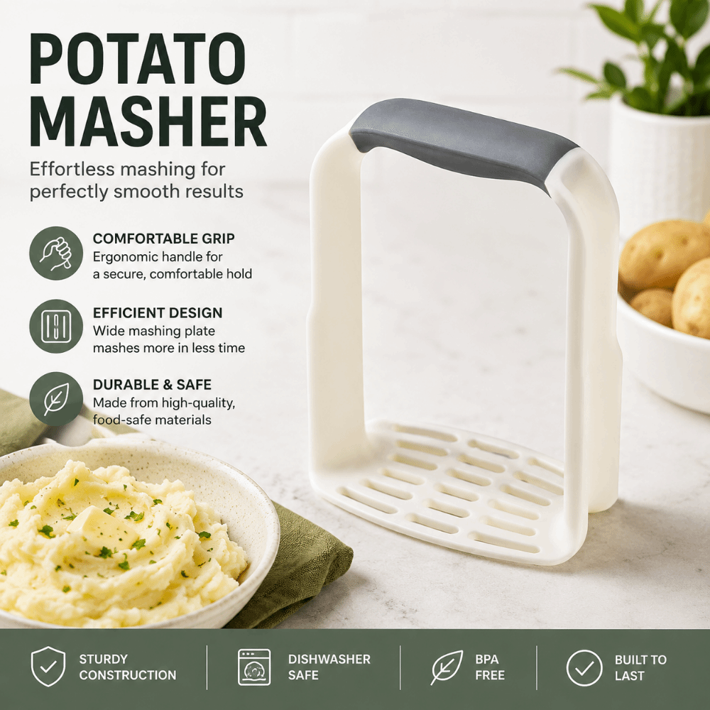 Commercial Potato Peeler - 吊り下げ可能な手動ポテトマッシャー、プロ仕様の錆びないポテトプレスツール、手持ち式家庭用パンプキンクラッシャー、キッチンアクセサリー