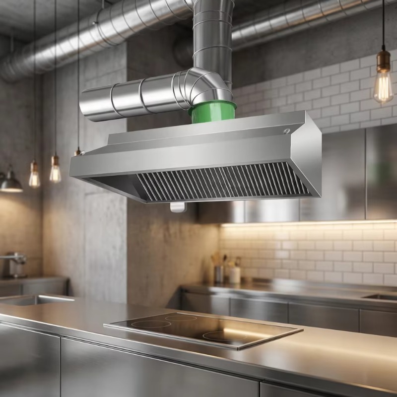 Commercial Exhaust Hood - 業務用カスタマイズ可能なキッチン壁掛けステンレス鋼製コンビネーション排気フード400Wモータープッシュボタン式