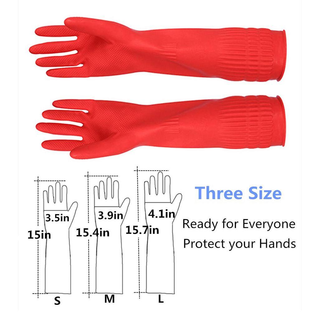 Commercial Kitchen Gloves - キッチン赤い手袋食器洗い掃除洗濯赤い手袋厚い保護防水長袖ゴムラテックス手袋ツール