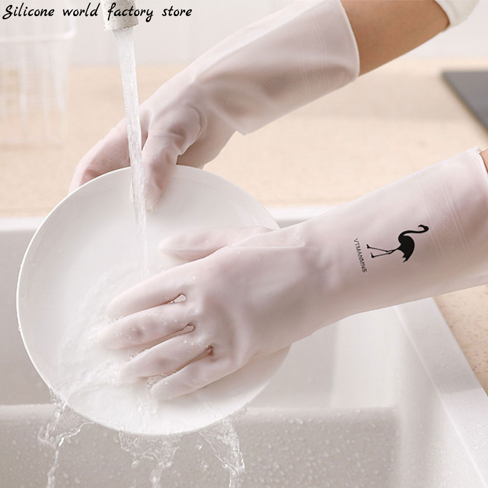 Commercial Kitchen Gloves - シリコーンワールド 1 ペア防水ゴムラテックス食器洗い手袋キッチン耐久性のあるクリーニング家事食器洗いツール