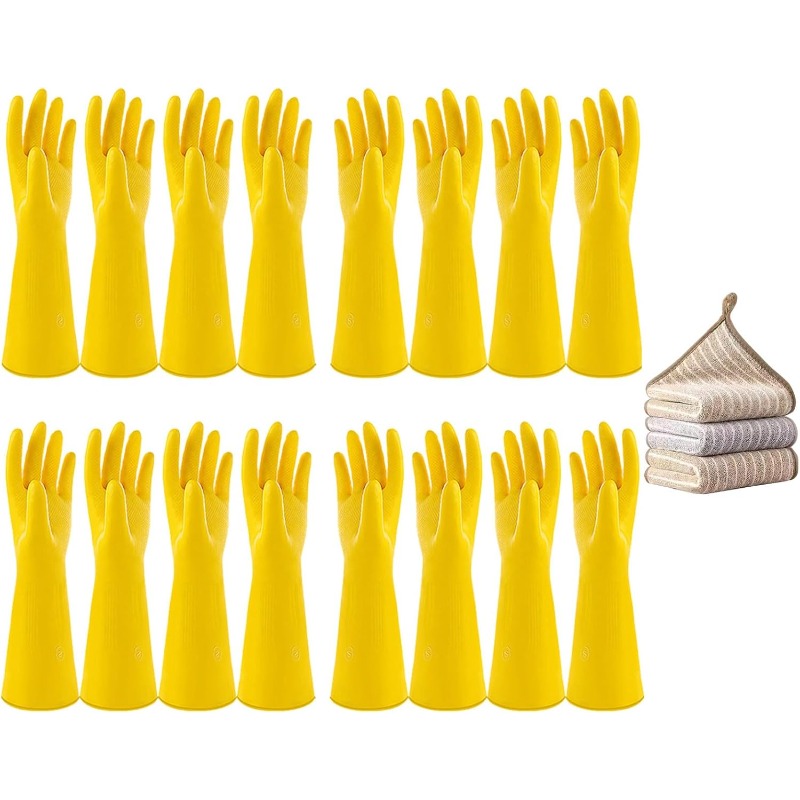 Commercial Kitchen Gloves - 3組 キッチン用洗い桶、洗濯、野菜洗い、家庭用ラテックス食器洗い用手袋、女性用家庭用