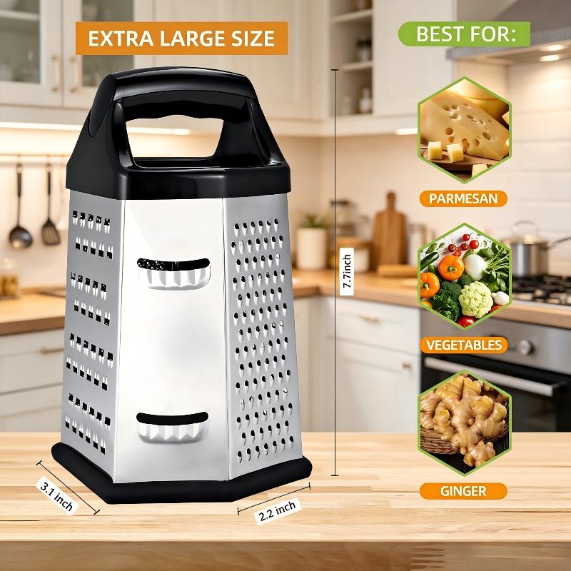Commercial Potato Peeler - 6面ステンレス鋼ボックスグレーター多機能手動スライサーシュレッダー、ポテト、チーズ、野菜用キッチンアクセサリー