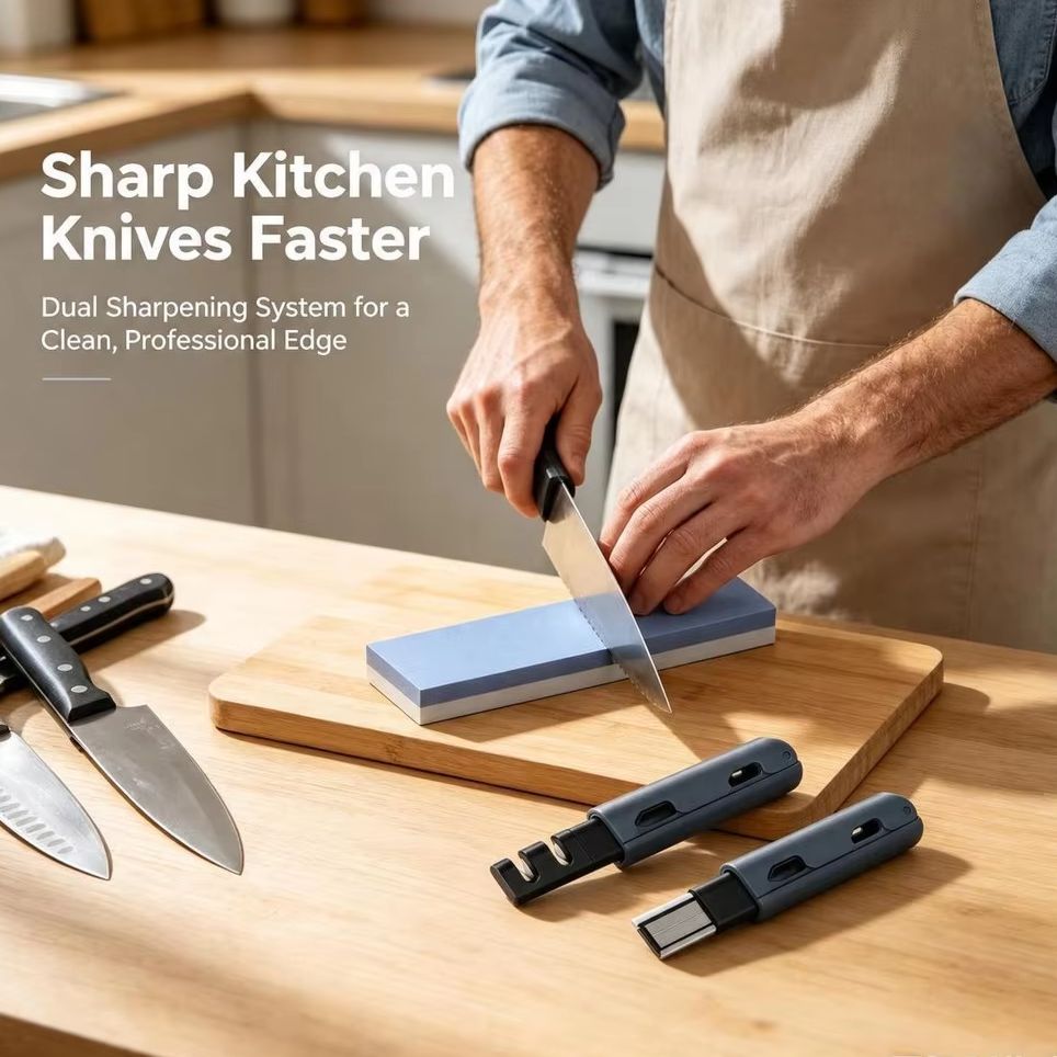 Commercial Kitchen Knife Sharpener - 3個入り、ナイフ研ぎ石、折りたたみ式シャープナー、キッチンシェフ用水砥石、業務用グレードのハサミ用シャープナーツール