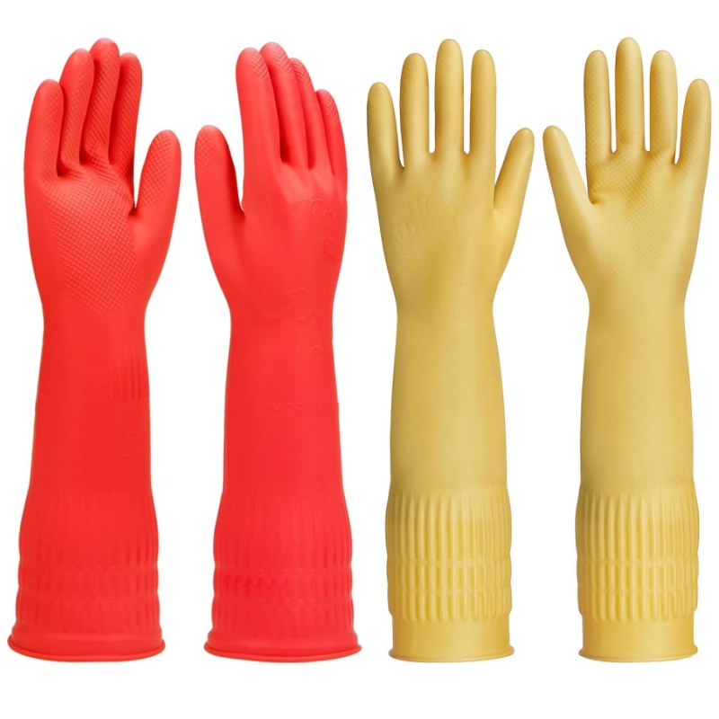Commercial Kitchen Gloves - 45CM エクストラロングゴム製クリーニンググローブ 滑り止め 再利用可能 キッチン洗浄ツール 家庭用