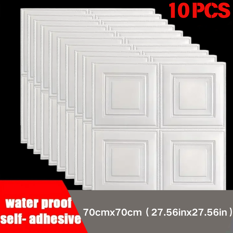 Commercial Kitchen Wall Panels - 70*70 センチメートル衝突防止防水壁紙ウォールステッカー自己粘着フォームシート天井キッチン屋内部屋の装飾