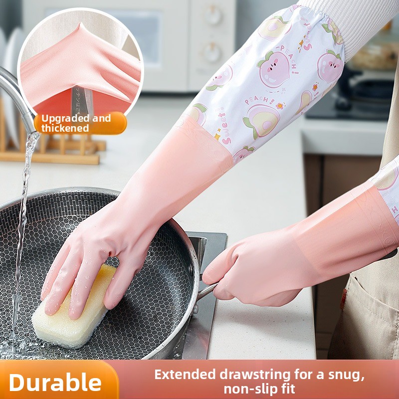 Commercial Kitchen Gloves - 冬用暖かい防水食器洗い用手袋、フリース裏地付き厚手ゴムラテックス製キッチン用耐久性のある家事用手袋