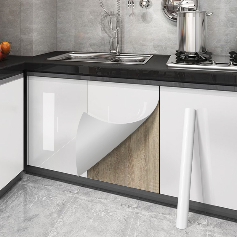 Commercial Kitchen Wall Panels - ペイント光沢のある白いキャビネットウォールステッカー古い家具デカール装飾自己粘着キッチン耐油防水付箋