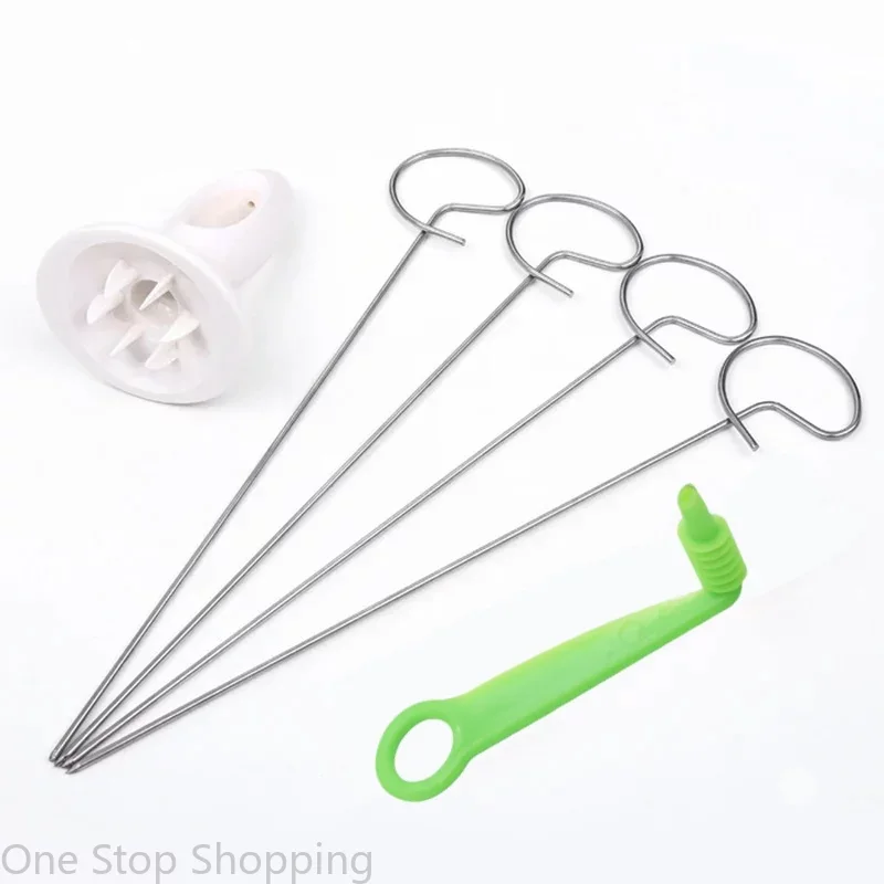 Commercial Potato Peeler - スパイラライザーチップメーカー ステンレススチールスティック4本付き トルネードスパイラルスクリューチップポテトカッター 手動ツイストポテトスライサー