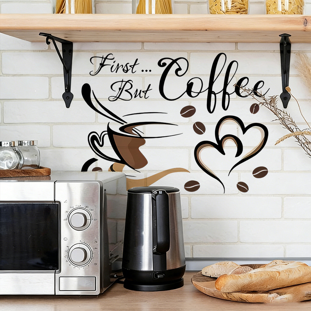Commercial Kitchen Wall Panels - 1パックコーヒーバーウォールデカール取り外し可能防水引用文字PVCステッカー - キッチンカフェステーションコーナー装飾