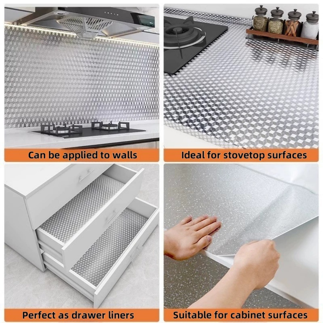 アルミホイルキッチンストーブステッカー、耐油防水耐火耐熱カウ - Commercial Kitchen Wall Panels のレビューと価格