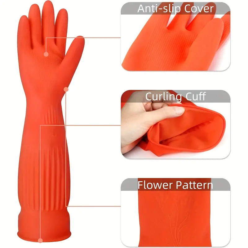 1組 長めの食器洗い用シリコン手袋 ゴム製食器洗い用手袋 ス - Commercial Kitchen Gloves のレビューと価格