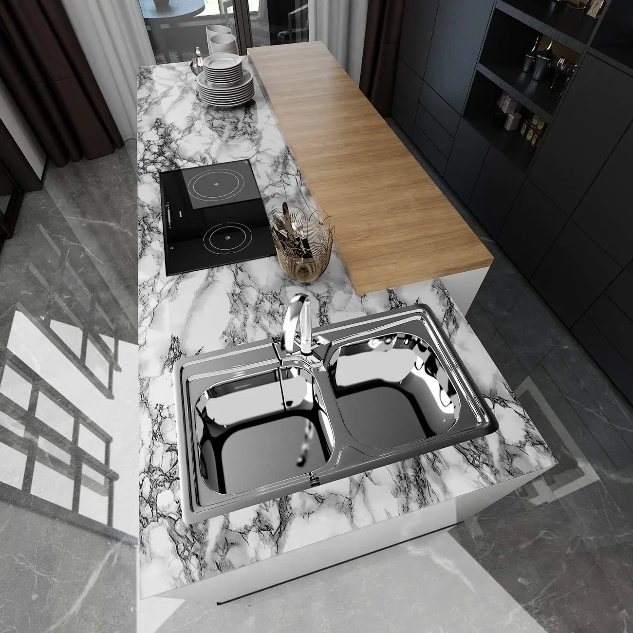 自己粘着性大理石ビニール壁紙,防水ウォールステッカー,PVC - Commercial Kitchen Wall Panels のレビューと価格