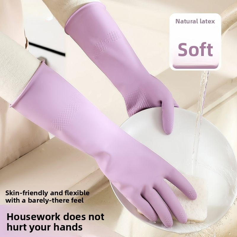 ラテックス食器洗い用手袋、綿ライナーと滑り止めグリップ付き、 - Commercial Kitchen Gloves のレビューと価格
