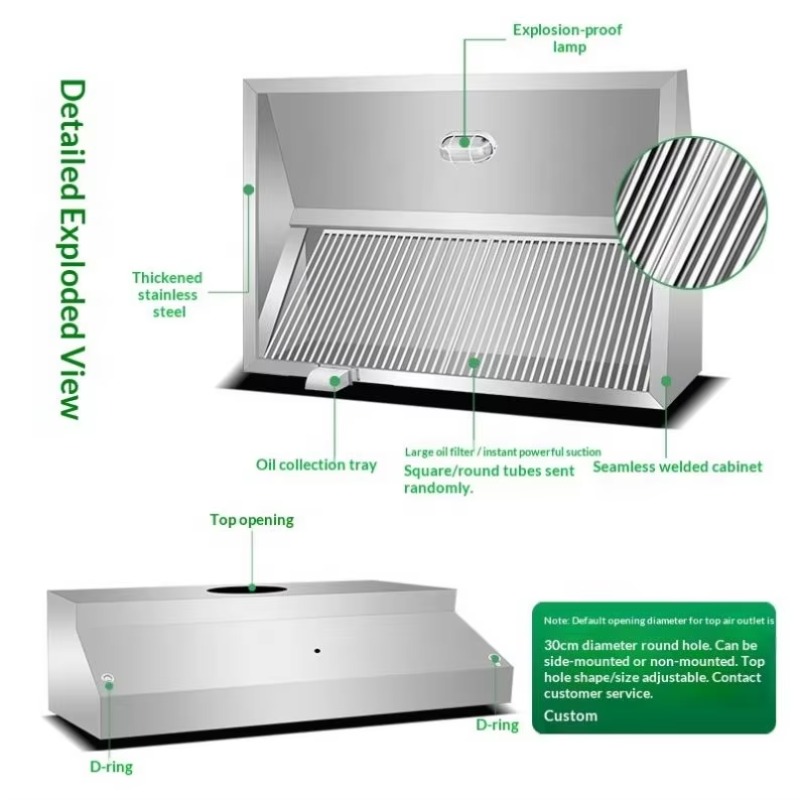 業務用カスタマイズ可能なキッチン壁掛けステンレス鋼製コンビネ - Commercial Exhaust Hood のレビューと価格