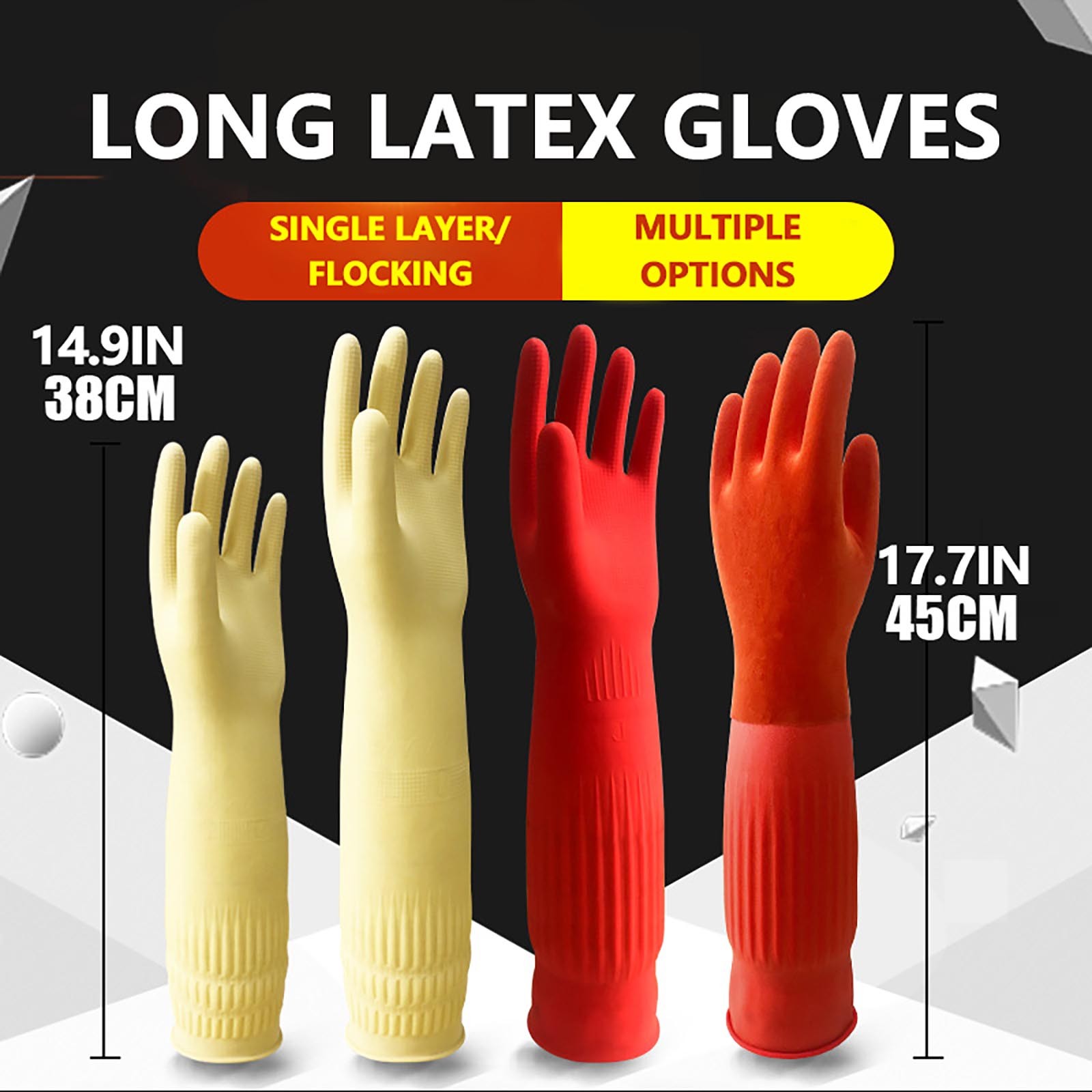 1 ペア柔軟な快適なゴムクリーン手袋赤い皿洗いロングホームバ - Commercial Kitchen Gloves のレビューと価格