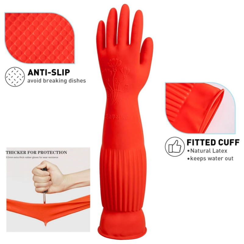 45CM エクストラロングゴム製クリーニンググローブ 滑り止 - Commercial Kitchen Gloves のレビューと価格
