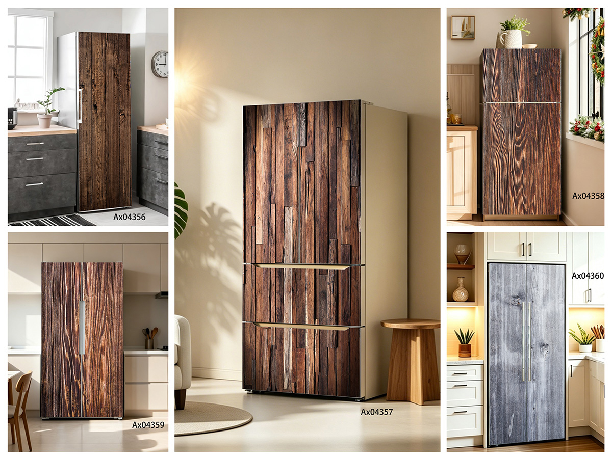 深い木目調のアンティーク風ウッドアート冷蔵庫用ラップステッカ - Commercial Kitchen Wall Panels のレビューと価格