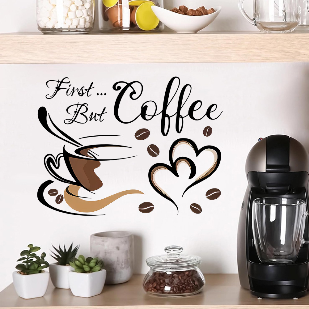 1パックコーヒーバーウォールデカール取り外し可能防水引用文字 - Commercial Kitchen Wall Panels のレビューと価格