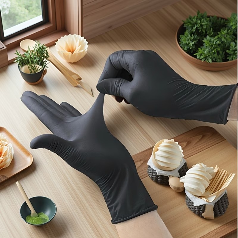 10/50/100 個黒使い捨てニトリル手袋ヘビーデューティ - Commercial Kitchen Gloves のレビューと価格